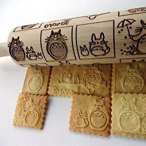 Engraved Wooden Rolling Pin with Totoro Design
